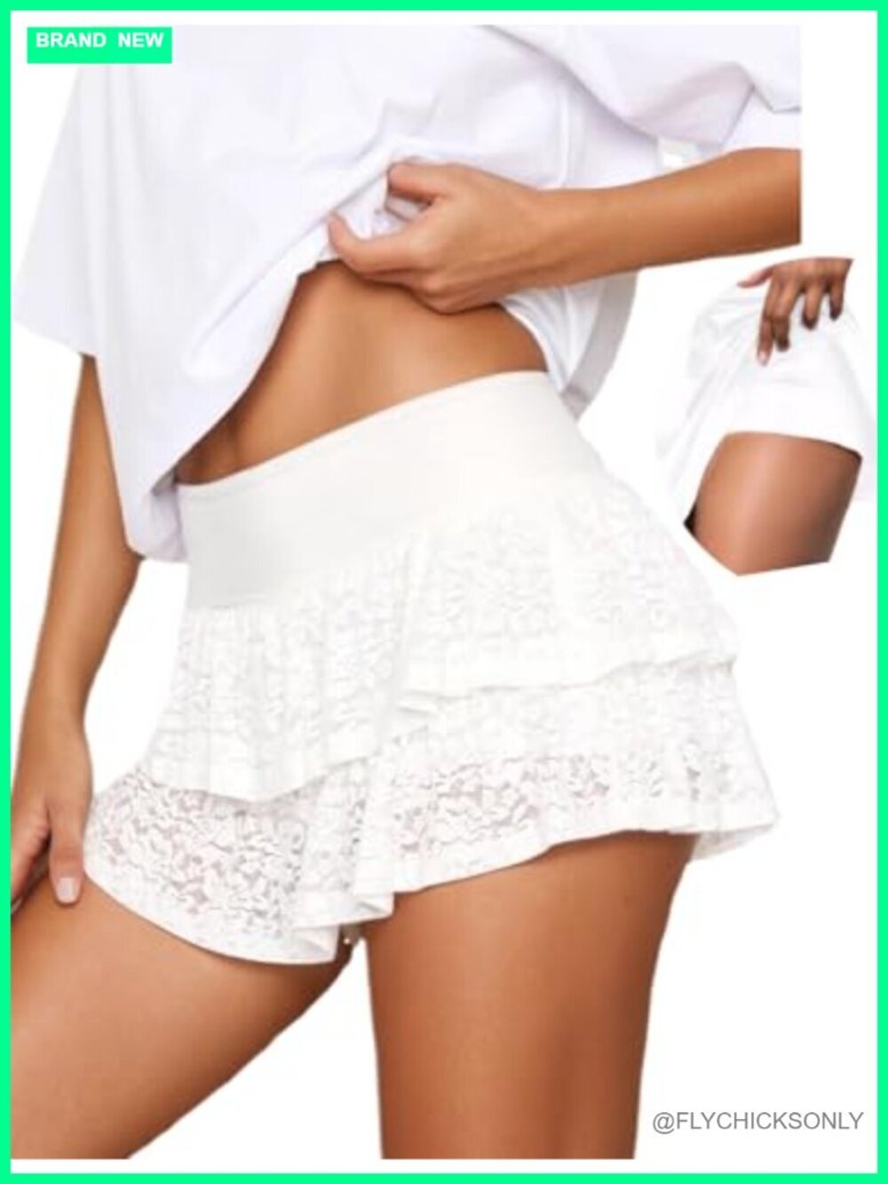 High Stretchy Layered Ruffle Skort with Built-in Shorts Mini